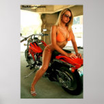 Biker Babe Poster - Blonde Bikini Babe