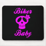 Biker Baby Pink Skull Mousepads