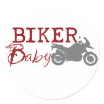 Biker Baby Round Sticker