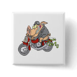 biker hog pig motorcycle bike cartoon buttons