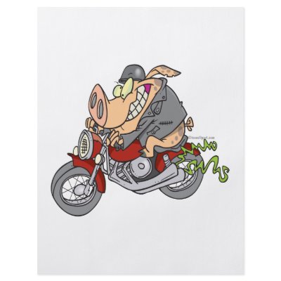 biker hog pig motorcycle bike cartoon flyer design by tooni_dooni