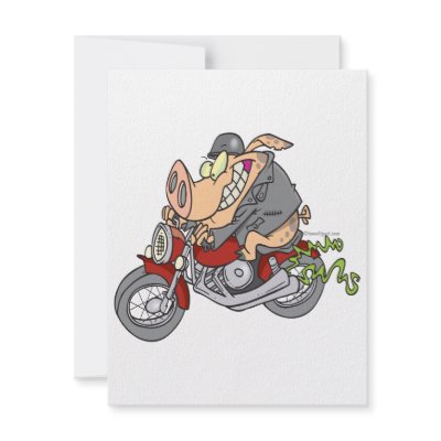 biker hog pig motorcycle bike cartoon personalized announcement by tooni_dooni