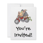 biker hog pig motorcycle bike cartoon personalized invitations