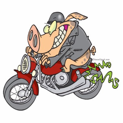 biker hog pig motorcycle bike cartoon photo sculptures by tooni_dooni
