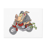biker hog pig motorcycle bike cartoon postcard
