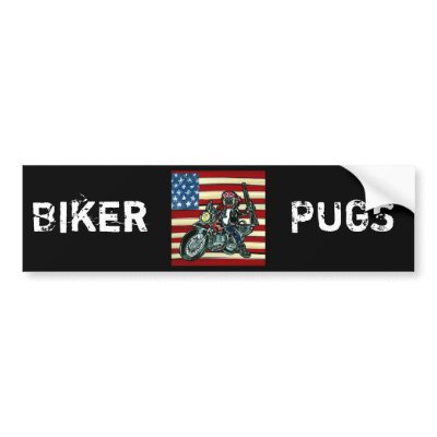 Biker Pug Bumper Sticker by Pugs_by_Joanne
