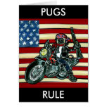 Biker Pug Greeting Cards