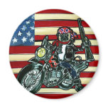 Biker Pug Fridge Magnet