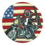 Biker Pug Round Stickers