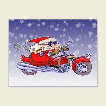 Biker Santa postcards