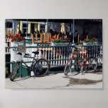 Bikes at cafe small print