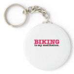 Biking Is Meditation (red) Keychain