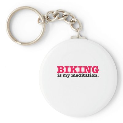 Biking Is Meditation (red) Keychain by upnorthpw