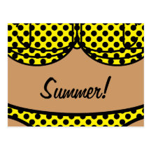 Bikini Black Polka Dot Post Card
