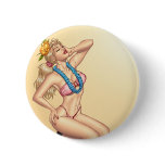 Bikini Blonde Pin-up Girl with Flowers by Al Rio