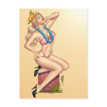 Bikini Blonde Pin-up Girl with Flowers by Al Rio Post Card