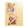 Bikini Blonde Pin-up Girl with Flowers by Al Rio Post Card