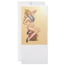 Bikini Blonde Pin-up Girl with Flowers by Al Rio