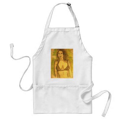 bikini girl art apron by folkrockartist
