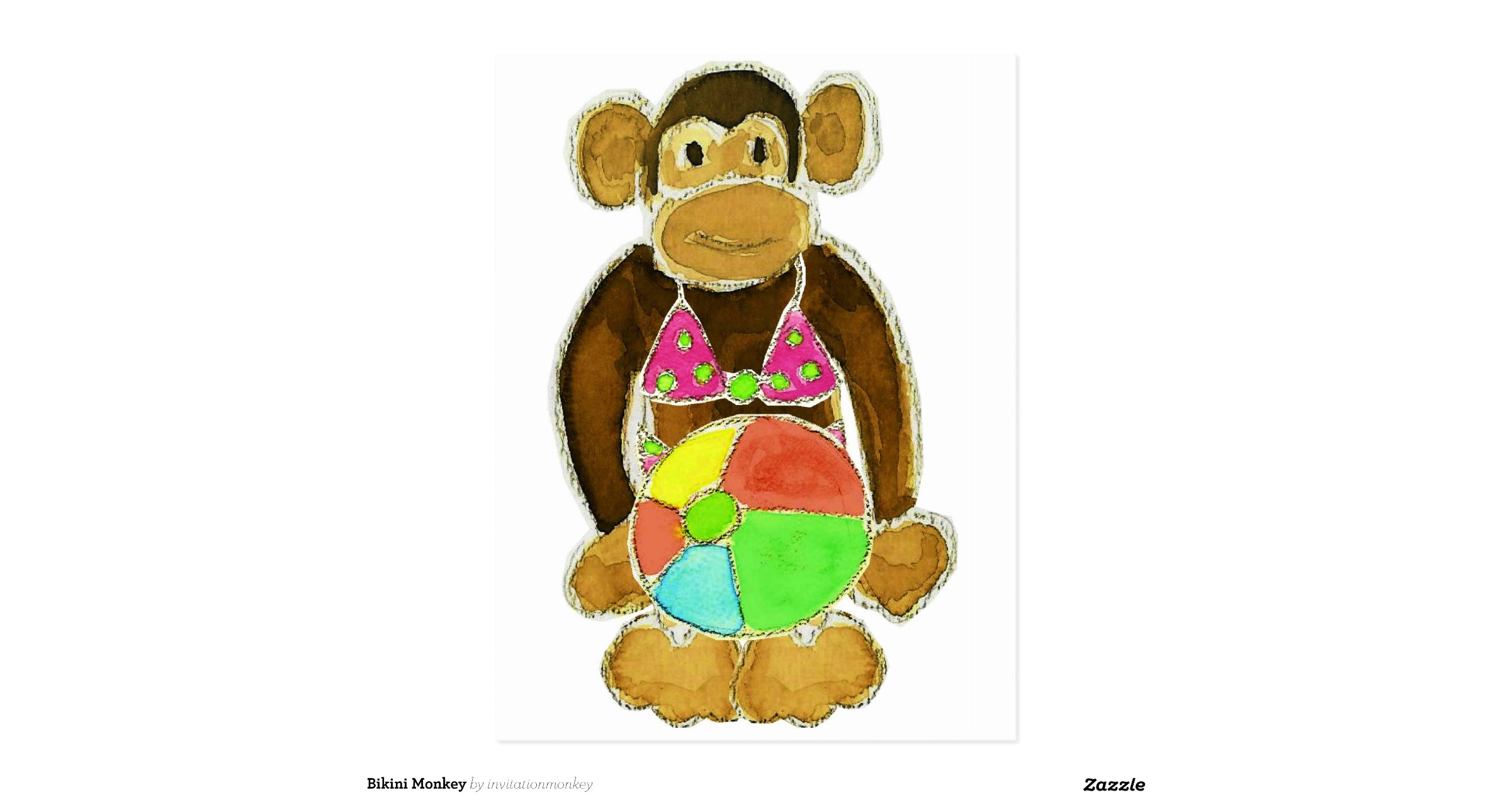 Bikini Monkey Postcard Zazzle
