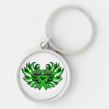 Bile Duct Cancer Awareness Heart Wings.png Key Chains