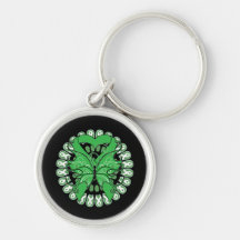Bile Duct Cancer Butterfly Circle of Ribbons Key Chains