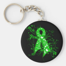 Bile Duct Cancer Floral Swirls Ribbon Keychain