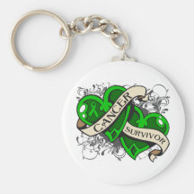 Bile Duct Cancer Survivor Dual Hearts Keychains