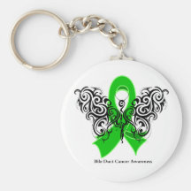 Bile Duct Cancer Tribal Butterfly Ribbon Key Chain