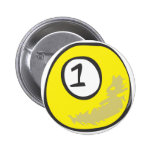 Billiard One Ball in Hand drawn Style Pinback Button
