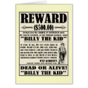 Billy the Kid Wanted Poster cards