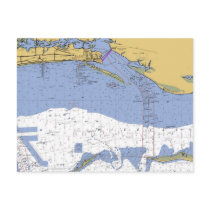 Biloxi, Mississippi Nautical Harbour Chart Postcar
