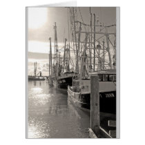 Biloxi Shrimp Boats at Dock Greeting Cards