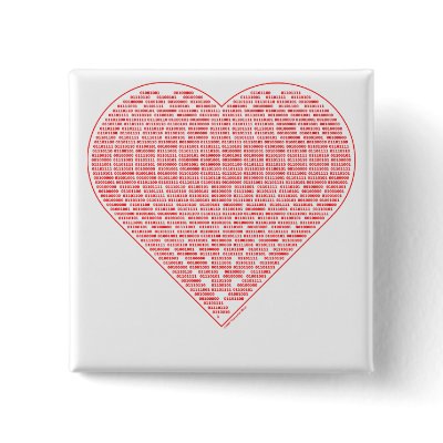 Binary Valentine Square Pin by CartesianBear