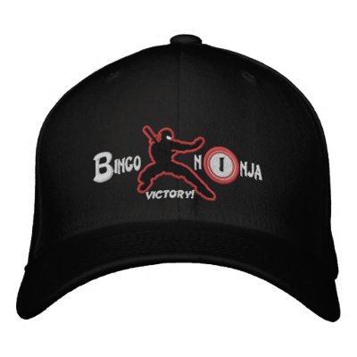 BINGO NINJA flexfit wool cap with URL Embroidered Baseball Cap by UniversityOfBingo