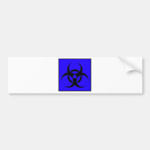 Bio Hazard or Biohazard Sign Symbol Warning Blue Bumper Stickers