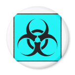 Bio Hazard or Biohazard Sign Symbol Warning Blue Magnets