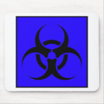Bio Hazard or Biohazard Sign Symbol Warning Blue mousepads