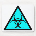 Bio Hazard or Biohazard Sign Symbol Warning Blue mousepads