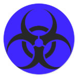 Bio Hazard or Biohazard Sign Symbol Warning Blue Stickers