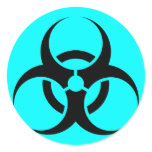 Bio Hazard or Biohazard Sign Symbol Warning Blue Stickers
