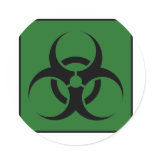 Bio Hazard or Biohazard Sign Symbol Warning Green stickers