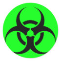 Bio Hazard or Biohazard Sign Symbol Warning Green stickers