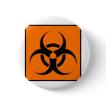 Bio Hazard or Biohazard Sign Symbol Warning Orange Button