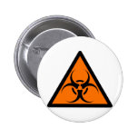 Bio Hazard or Biohazard Sign Symbol Warning Orange Pinback Buttons