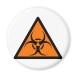 Bio Hazard or Biohazard Sign Symbol Warning Orange Fridge Magnets
