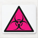 Bio Hazard or Biohazard Sign Symbol Warning Pink mousepads