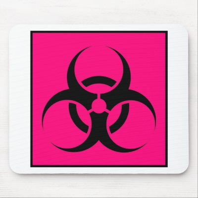 Bio Hazard or Biohazard Sign Symbol Warning Pink by inquester