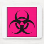 Bio Hazard or Biohazard Sign Symbol Warning Pink mousepads