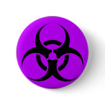 Bio Hazard or Biohazard Sign Symbol Warning Purple Pins